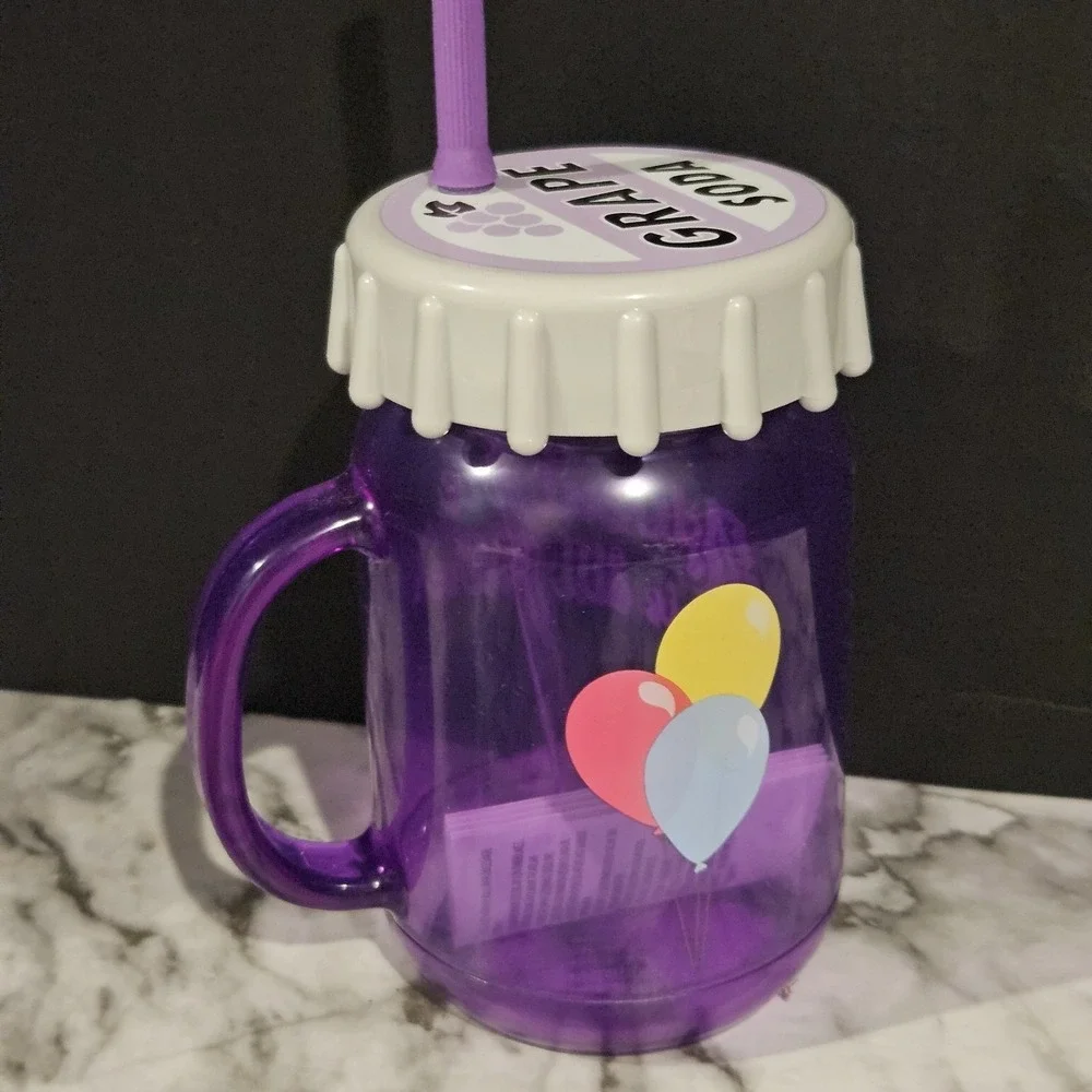 Disney Parks Up Grape Soda Plastic Mug With Straw Adventure Is‎ Out There